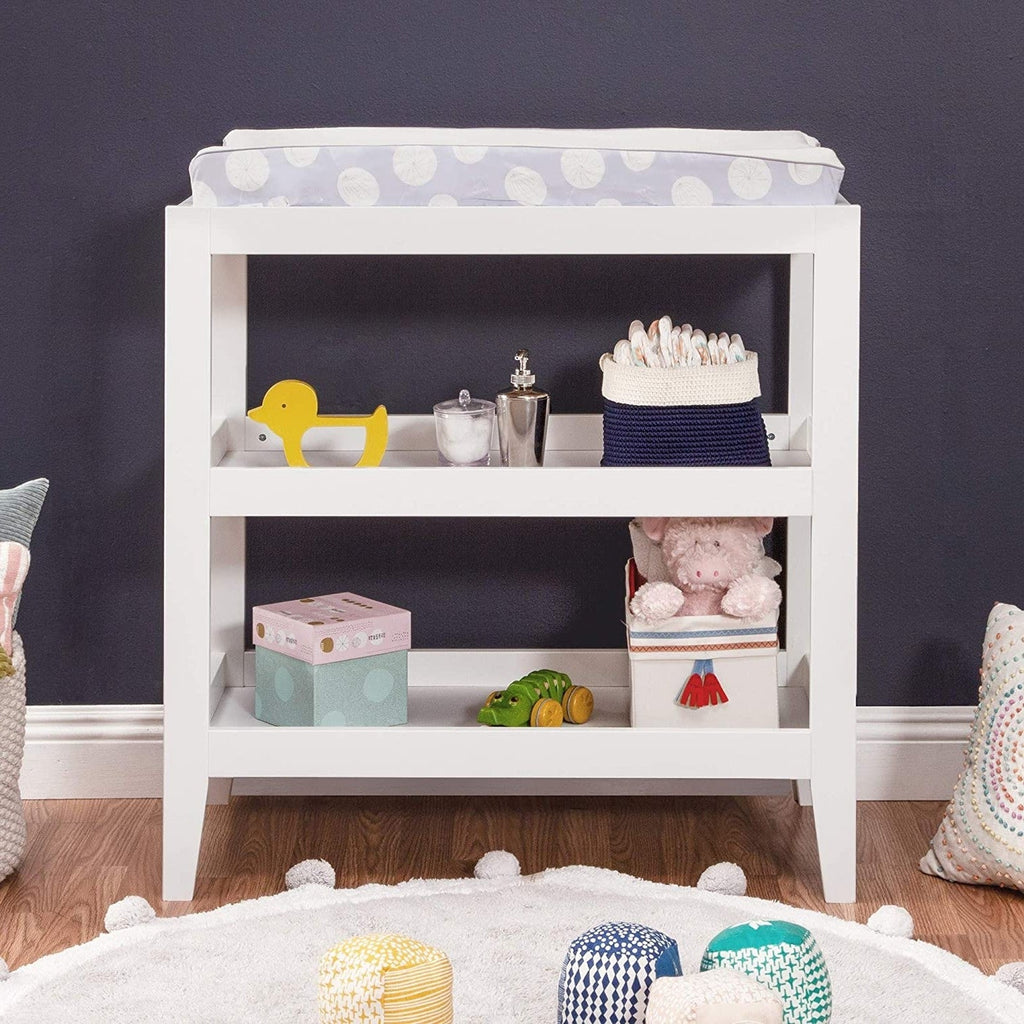 Modern White Baby Changing Table w/ 1 - inch Waterproof Changing Pad - Coley'sClosetCo