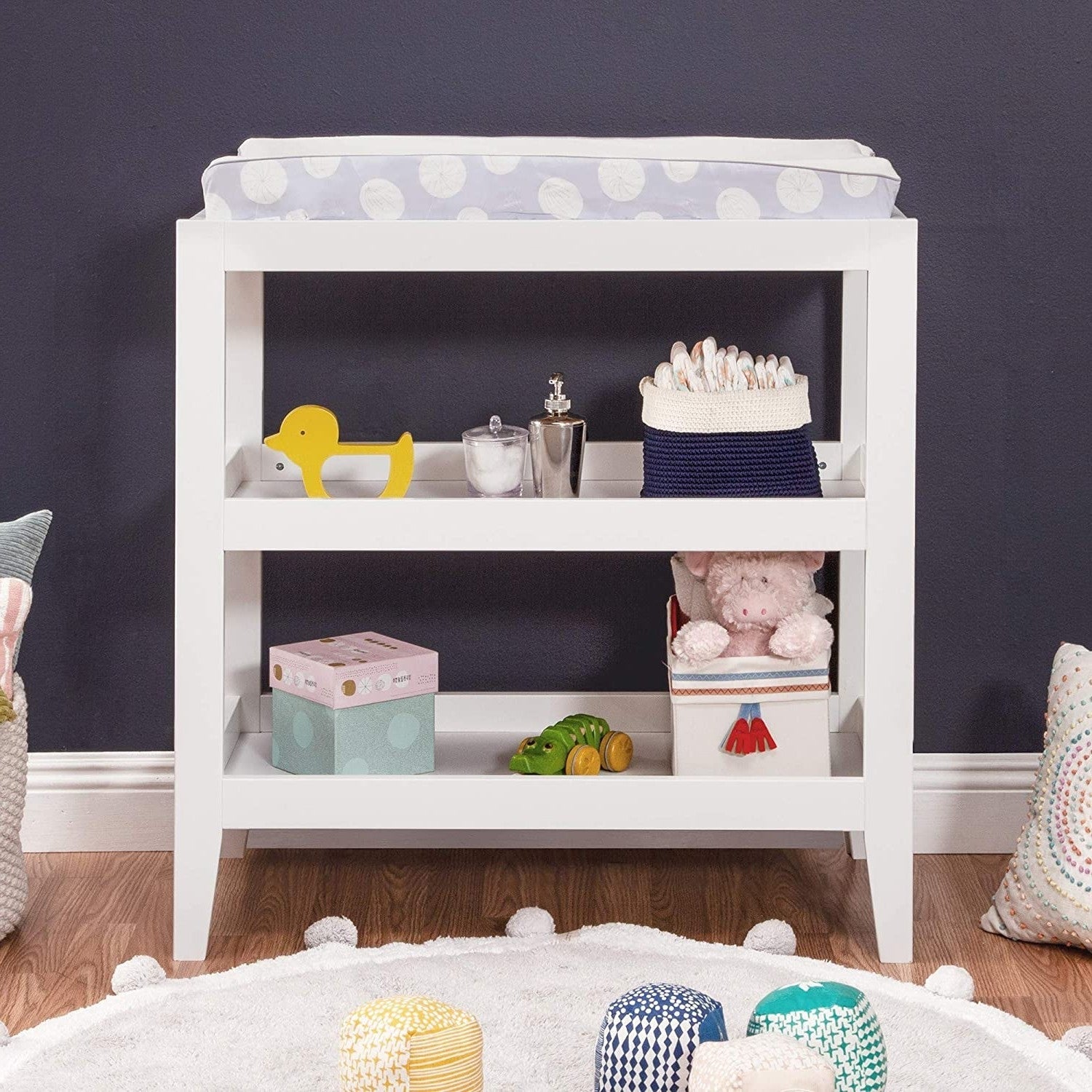 Modern White Baby Changing Table w/ 1 - inch Waterproof Changing Pad - Coley'sClosetCo