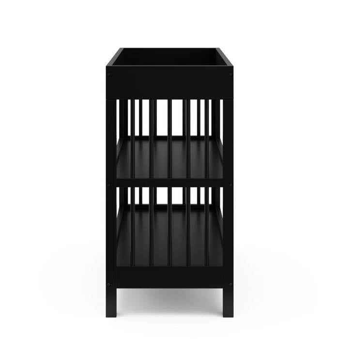 Modern Changing Table in Black Wood Finish with Safety Rail and Changing Pad - Coley'sClosetCo