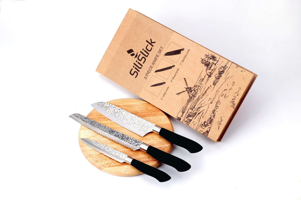 3 - Piece Hammered Chef Knife Set - Coley'sClosetCo