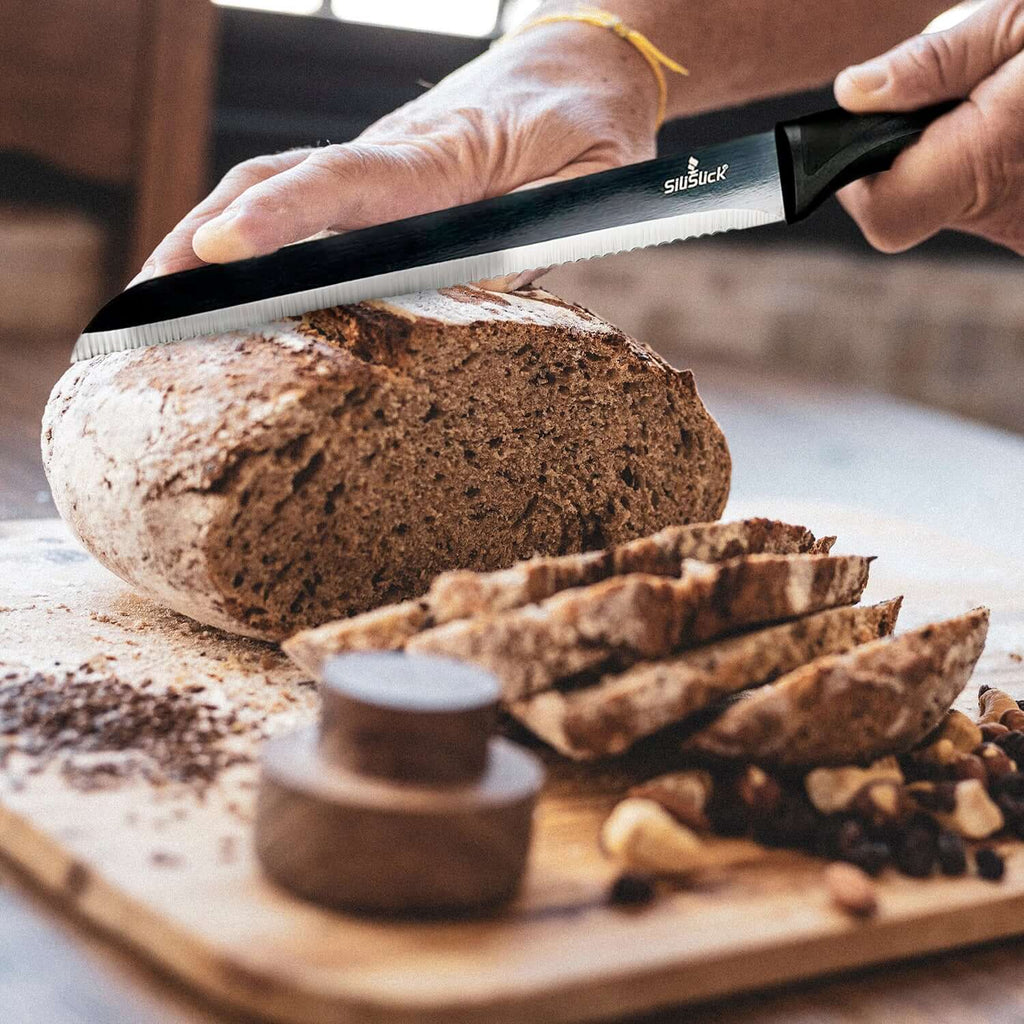 Kitchen Knife Set Kit | Black Magnetic Rack & Sharpener - Coley'sClosetCo