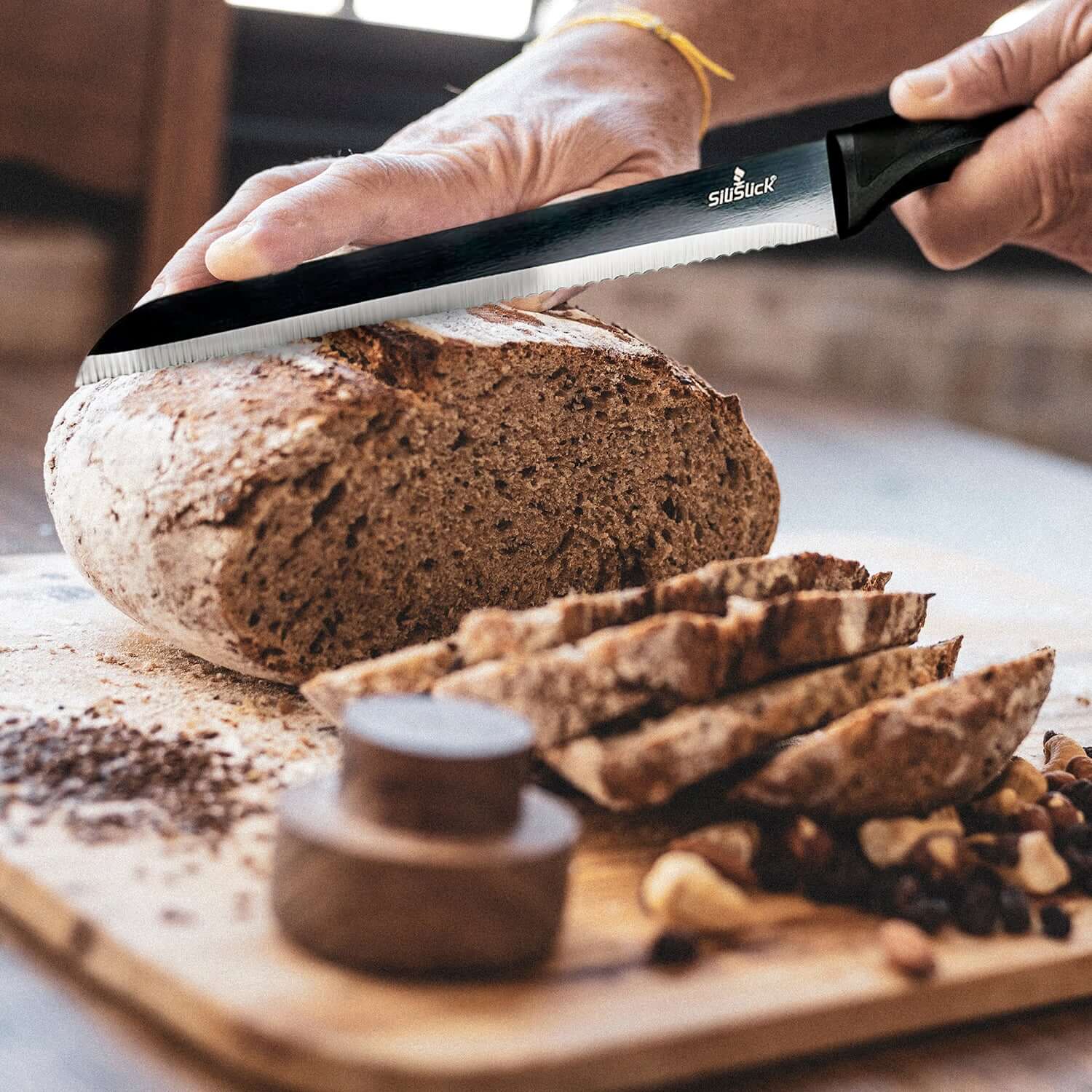 Kitchen Knife Set Kit | Black Magnetic Rack & Sharpener - Coley'sClosetCo