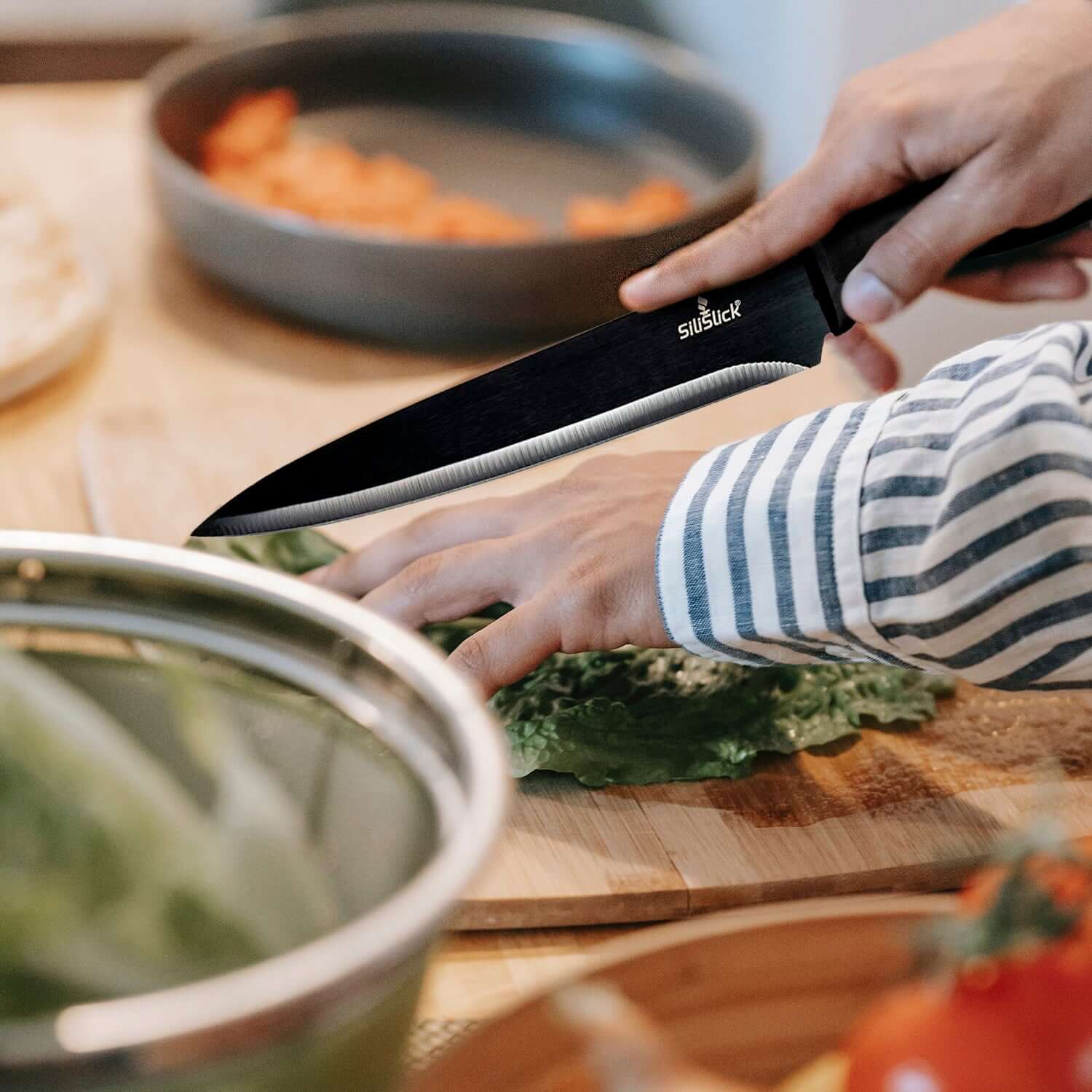 Kitchen Knife Set Kit | Black Magnetic Rack & Sharpener - Coley'sClosetCo