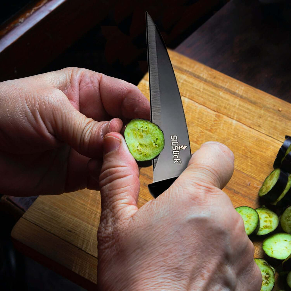 Kitchen Knife Set Kit | Black Magnetic Rack & Sharpener - Coley'sClosetCo