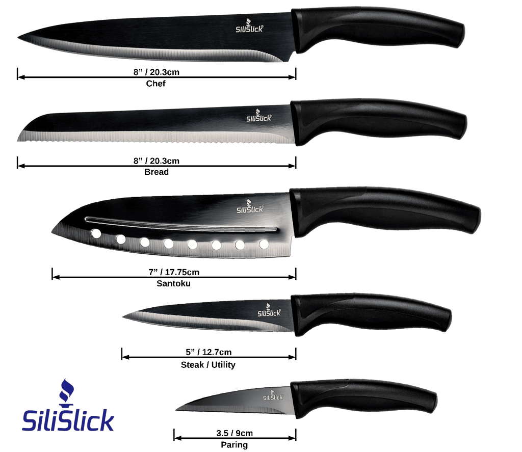 Kitchen Knife Set Kit | Black Magnetic Rack & Sharpener - Coley'sClosetCo