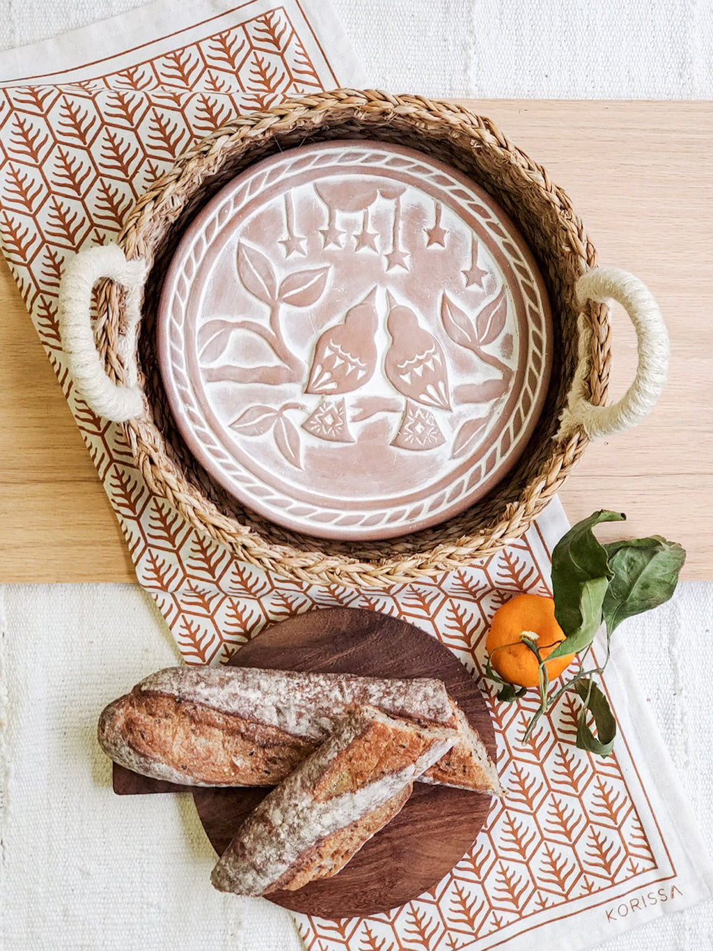 Terra Cotta Lovebird Bread Warmer & Basket Set - Coley'sClosetCo