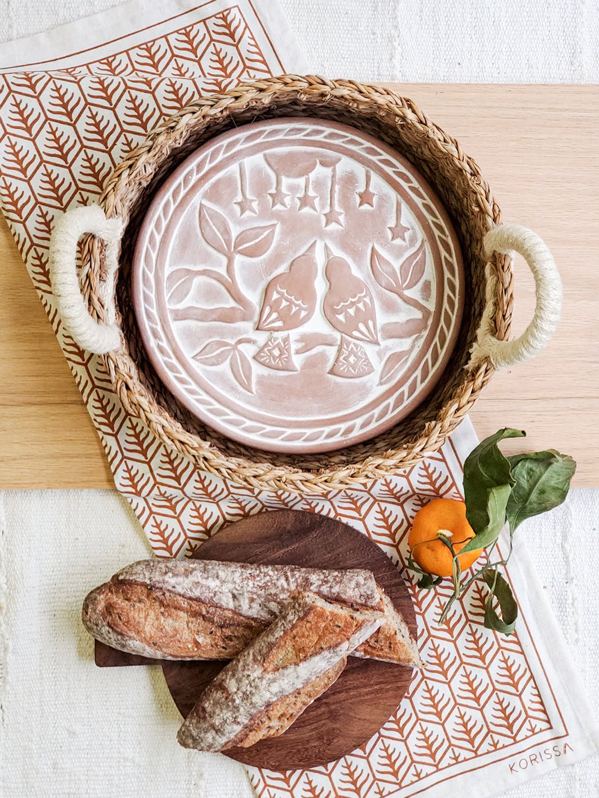 Terra Cotta Lovebird Bread Warmer & Basket Set - Coley'sClosetCo