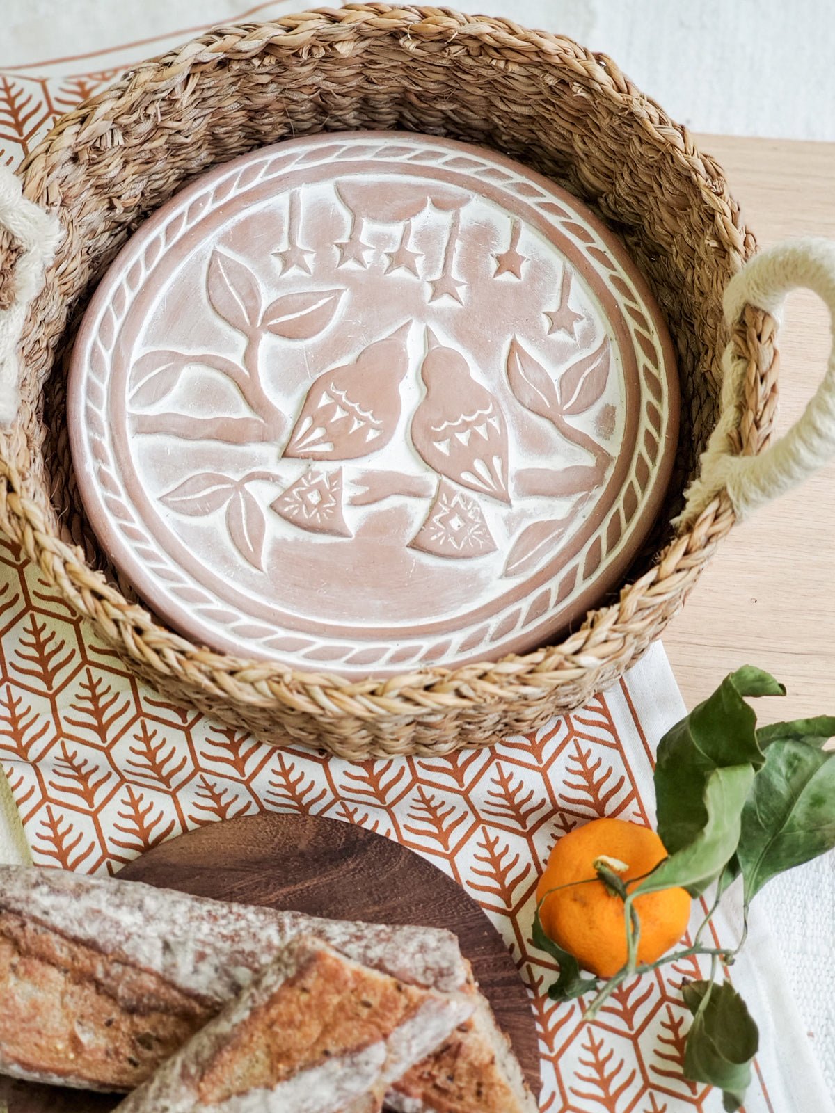 Terra Cotta Lovebird Bread Warmer & Basket Set - Coley'sClosetCo